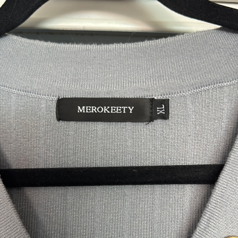 Gray Ribbed Button-Up Sweater - Picture 2 of 6